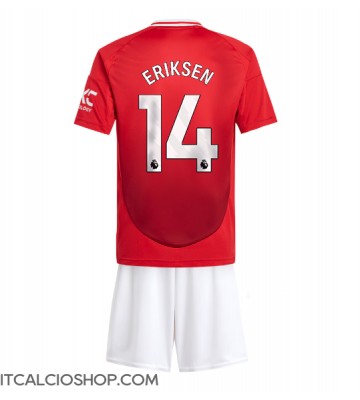 Manchester United Christian Eriksen #14 Prima Maglia Bambino 2024-25 Manica Corta (+ Pantaloni corti)
